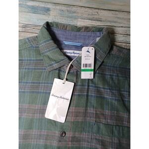 Tommy Bahama Tropi-Cord Check 380 Tea Leaf Men's Large Long Sleeve Button-Down